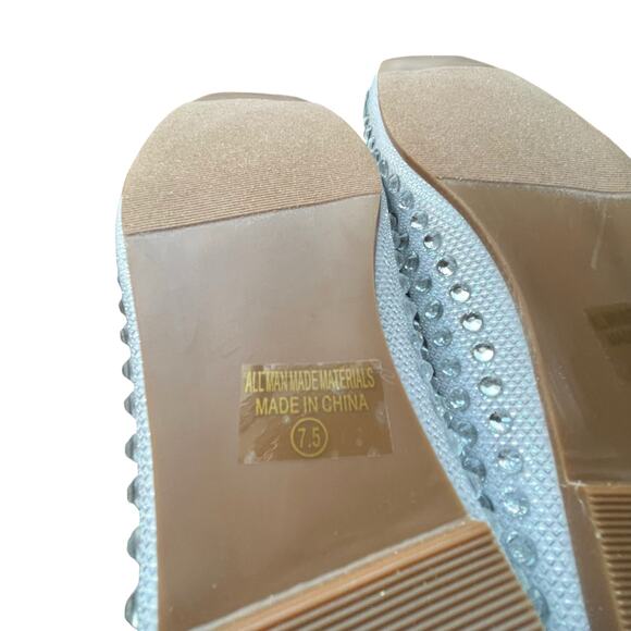 Chase & Chloe Mary Jane Ballet Flats Shoes Size 7.5 Silver Glitter Holidays NWT - Picture 10 of 11